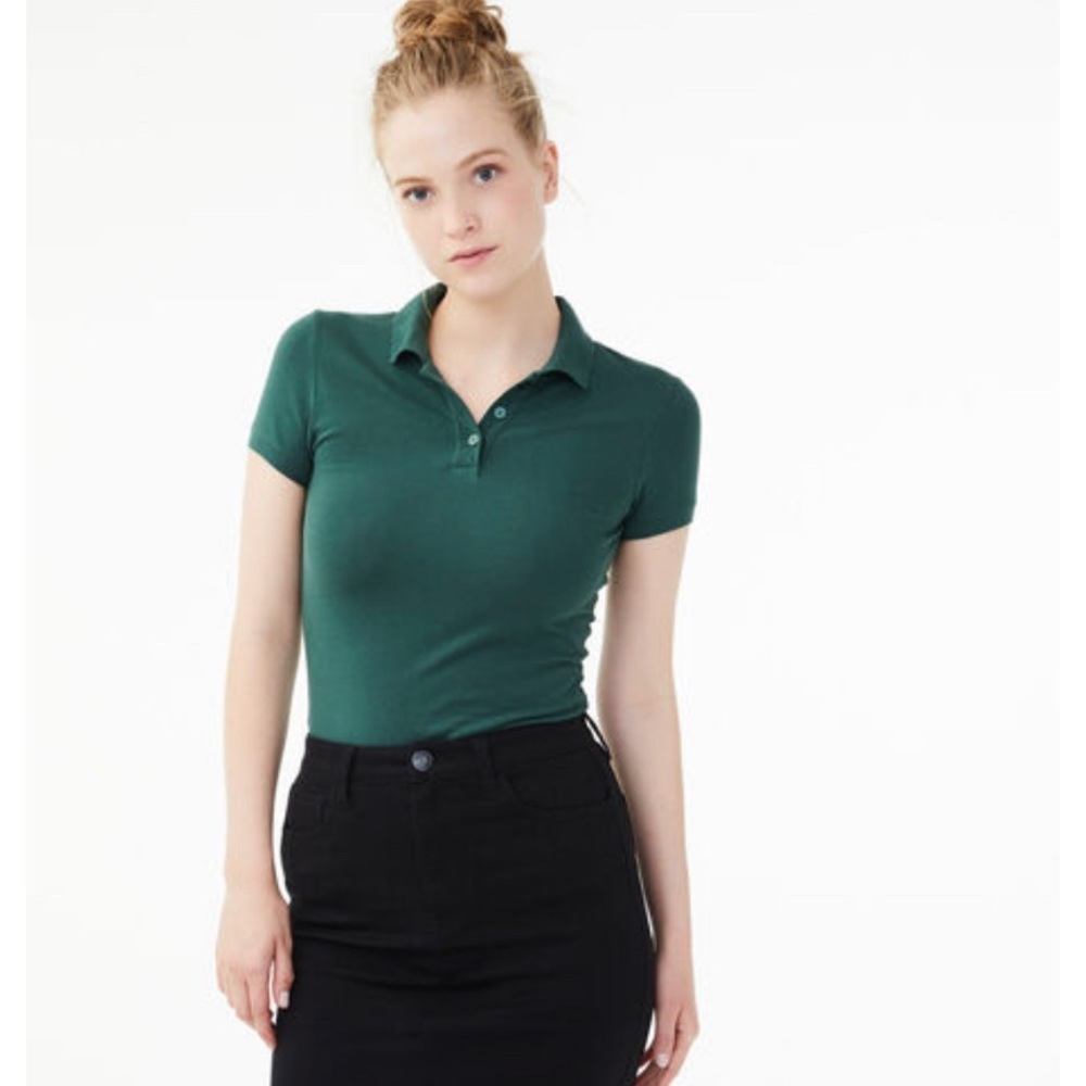 green aeropostale button collared uniform shirt